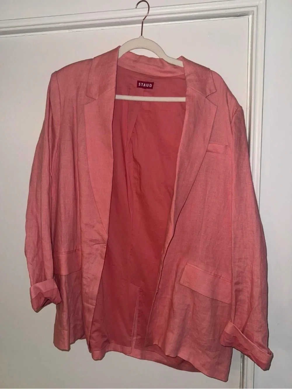 STAUD Rose Pink Linen-Blend Matching Set